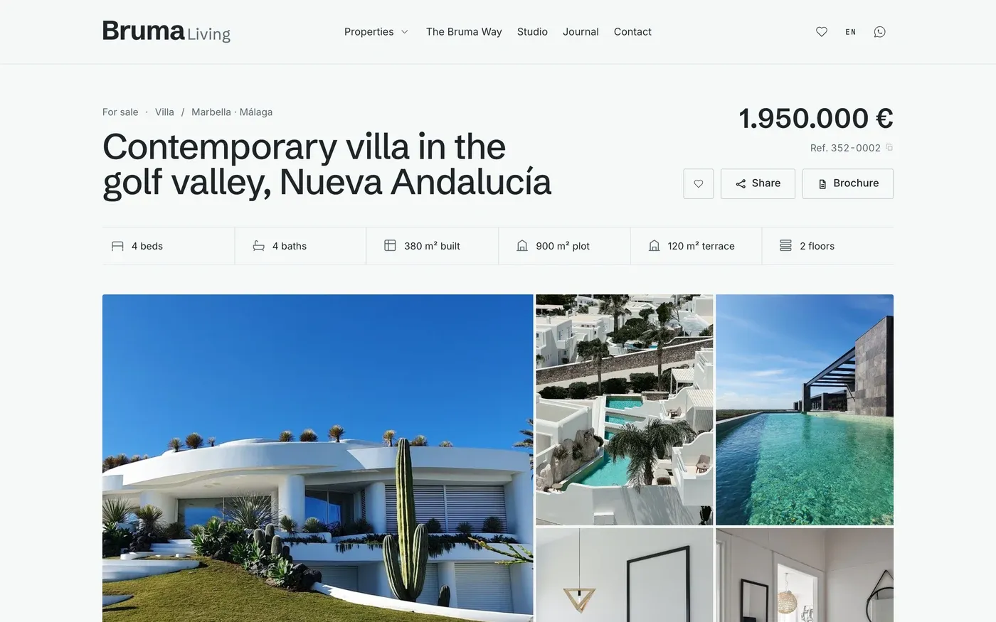 A classic property page, with all the information: Bruma, a website from the Sytio catalogue